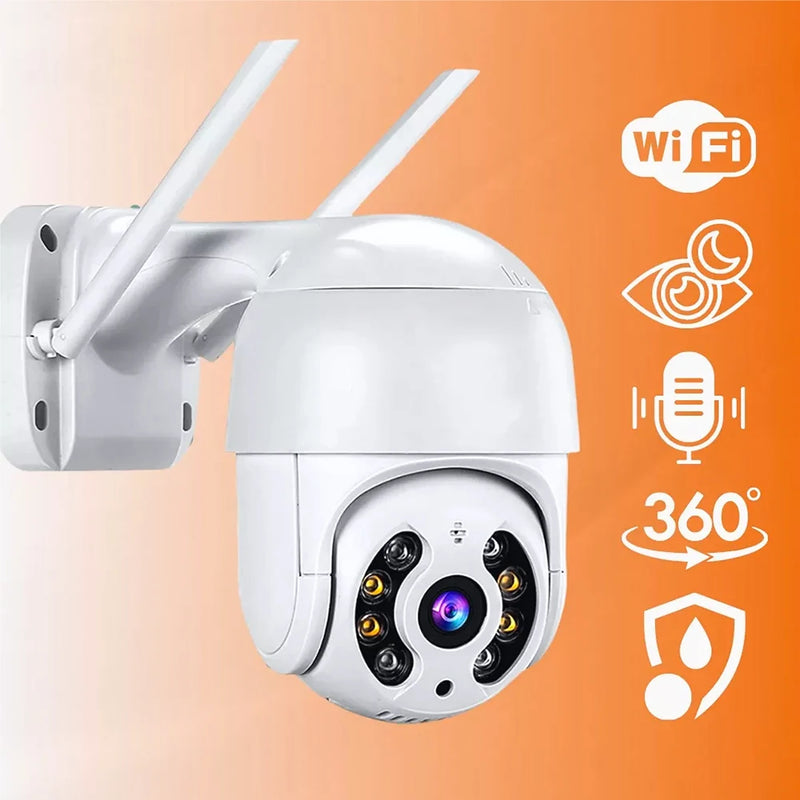 Câmera de Segurança WiFi PTZ para Áreas Internas e Externas com Visão Noturna e Sensor de Movimento