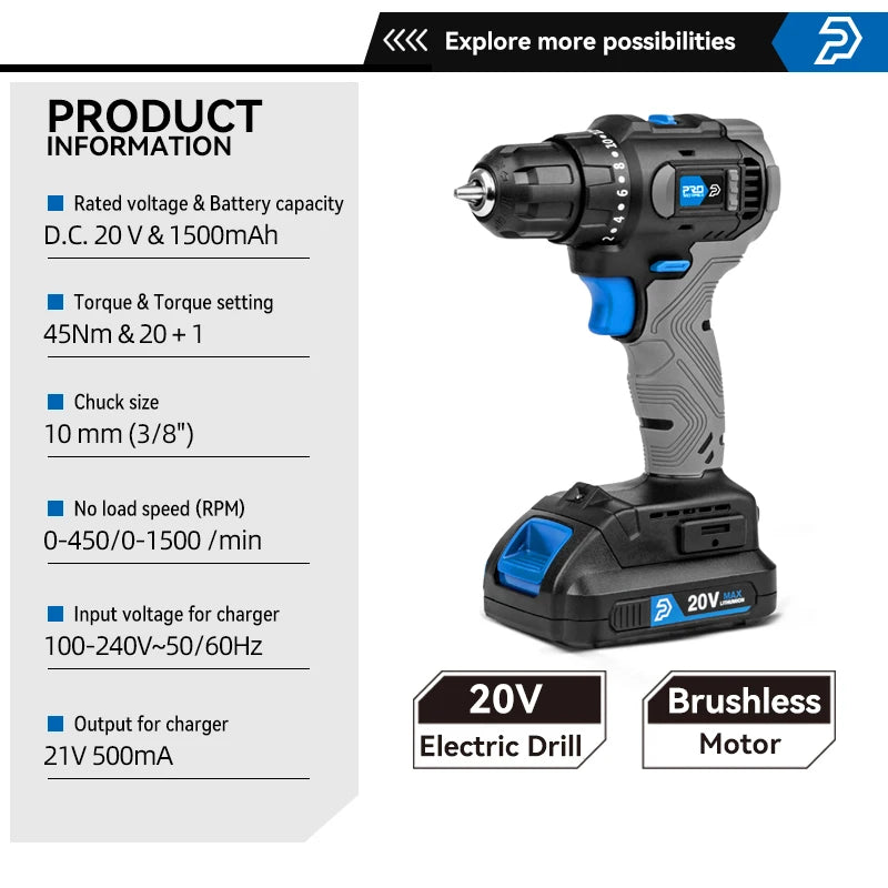 Furadeira Parafusadeira Sem Fio Prostormer PTET1041E