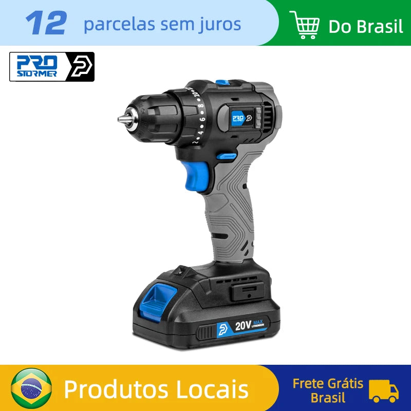 Furadeira Parafusadeira Sem Fio Prostormer PTET1041E