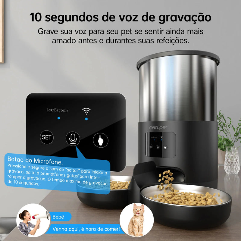 Alimentador Automático Inteligente com Programação de Refeições e Gravador de Voz – 5L
