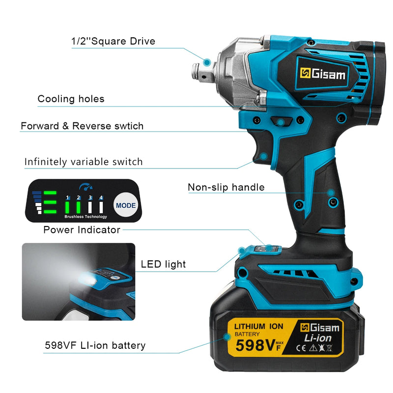 Chave de Impacto Elétrica Brushless 1200N.M